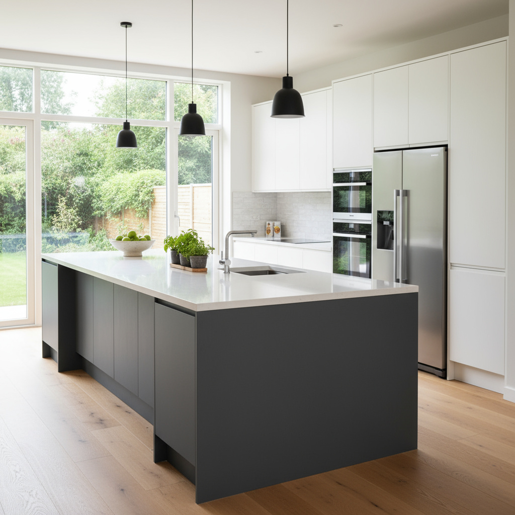 Helle, modernisierte Küche mit Insel